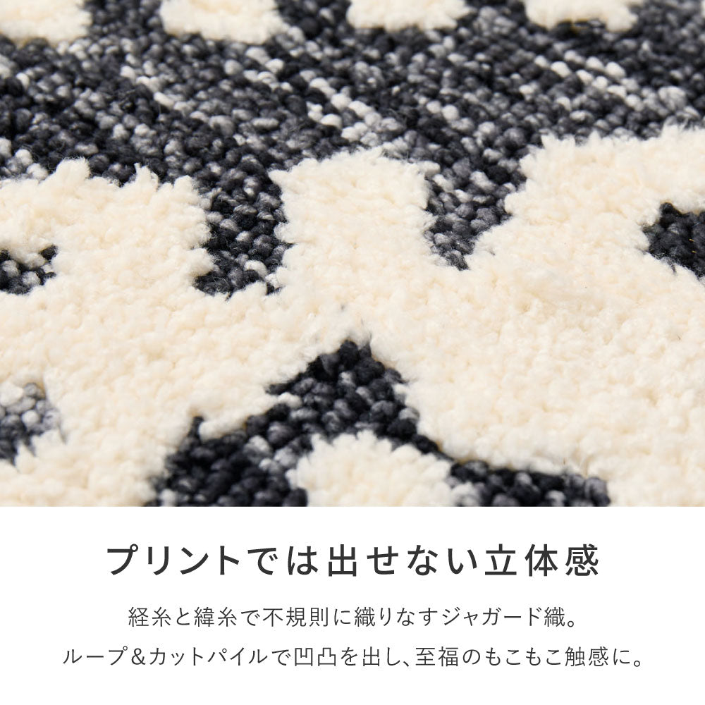ラグ 130×190cm シェニール インド製 ジャガード織 凹凸 モノトーン おしゃれ 床暖房対応