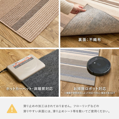 ダイニングラグ 洗える 速乾 タフトラグ 約185×185cm お手入れかんたん 高機能ラグ