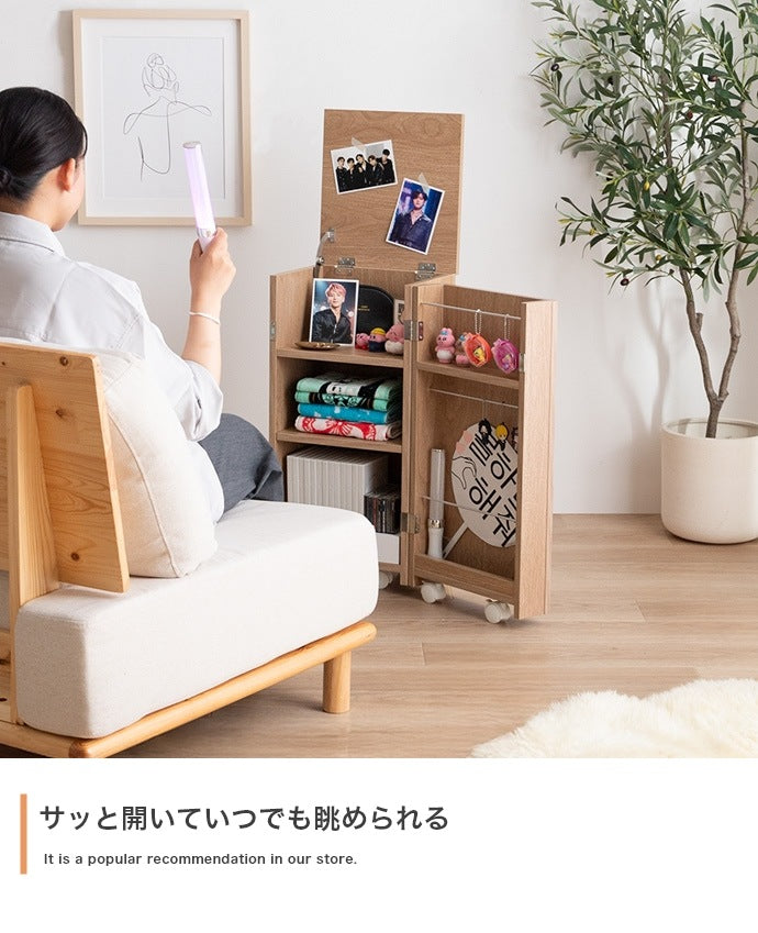 キャスター付き サイドテーブル 幅33cm コンパクト収納ワゴン 小物入れ