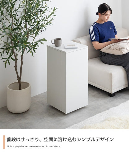 キャスター付き サイドテーブル 幅33cm コンパクト収納ワゴン 小物入れ