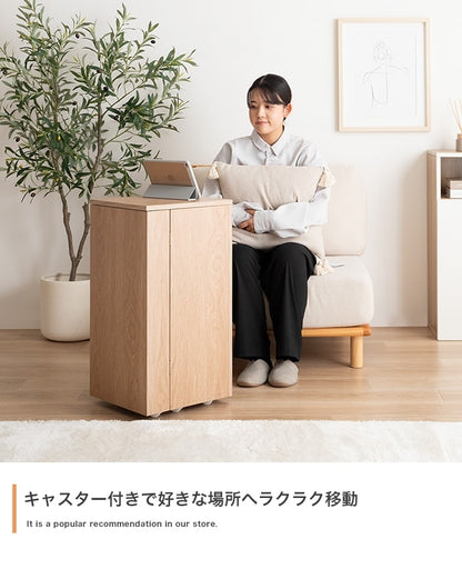 キャスター付き サイドテーブル 幅33cm コンパクト収納ワゴン 小物入れ