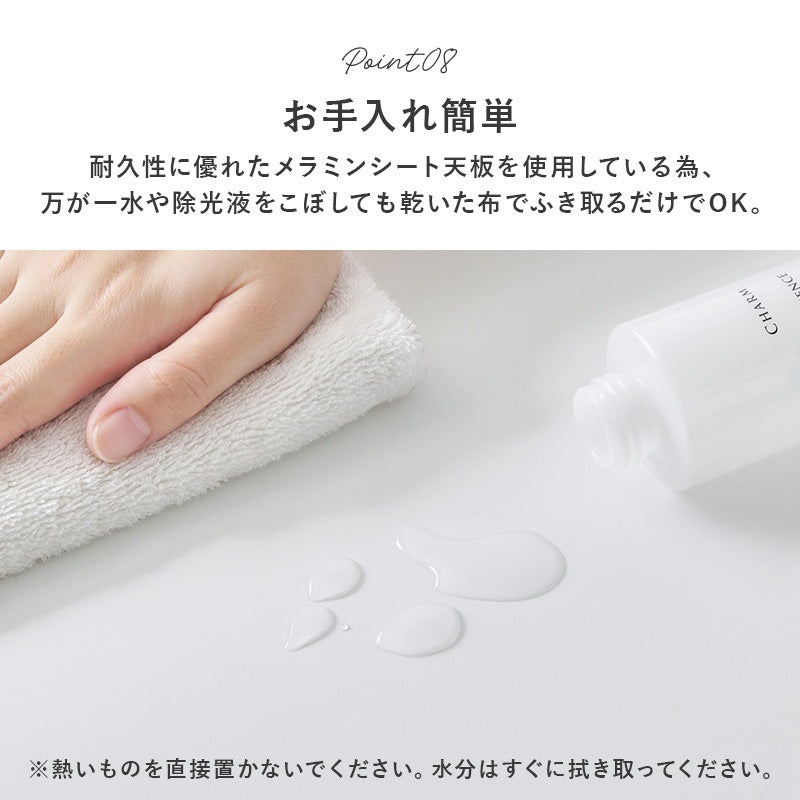 ドレッサーテーブル 2way コスメ収納 大型ミラー ロータイプ 化粧台 低め床座り対応