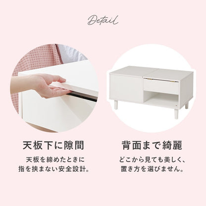 ドレッサーテーブル 2way コスメ収納 大型ミラー ロータイプ 化粧台 低め床座り対応