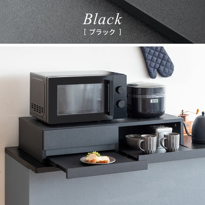収納付き 3連レンジ下トレー 作業スペース 木目柄／大理石柄 スペース活用