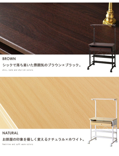 PCデスク 幅75cm 引き出し付き プリンター収納 上棚 下棚 キャスター付き 在宅勤務