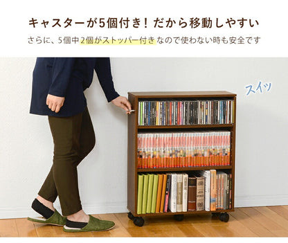 コミックラック スリム 奥行21cm 可動棚 キャスター付き ワゴン 本棚 漫画収納 省スペース