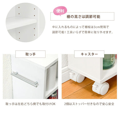 コミックラック スリム 奥行21cm 可動棚 キャスター付き ワゴン 本棚 漫画収納 省スペース