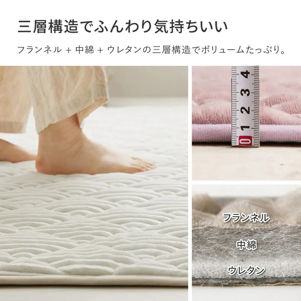 こたつ敷き布団 ラグ 190×190cm くすみカラー 洗える 床暖房対応 ホットカーペット おしゃれ
