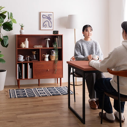 引き出し付き 本棚 ヴィンテージテイスト 幅100cm 奥行スリム 薄型