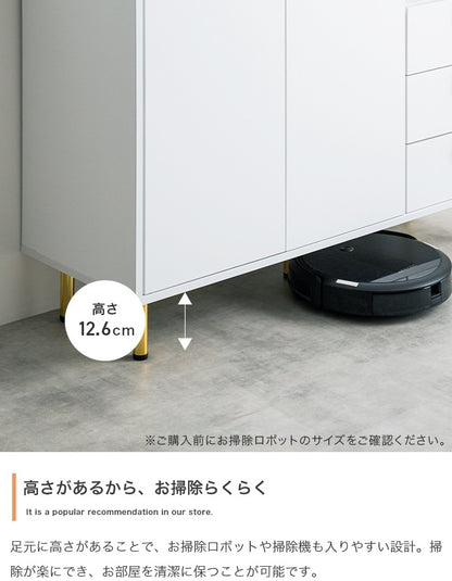 キャビネット 幅100cm 大理石柄 ゴールド脚 大人かわいい 収納家具 サイドボード