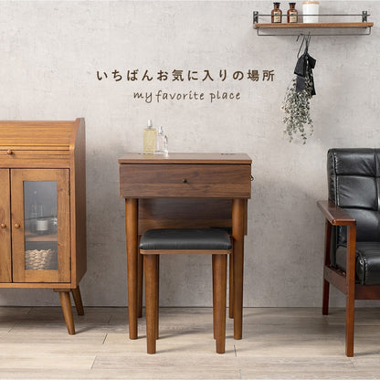 ドレッサー + スツールセット 幅50cm コンパクト 2口コンセント 簡易デスク 椅子