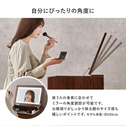 ドレッサー LED女優ライト スツール付き 幅50cm コンセント付き メイク 化粧台 コンパクト