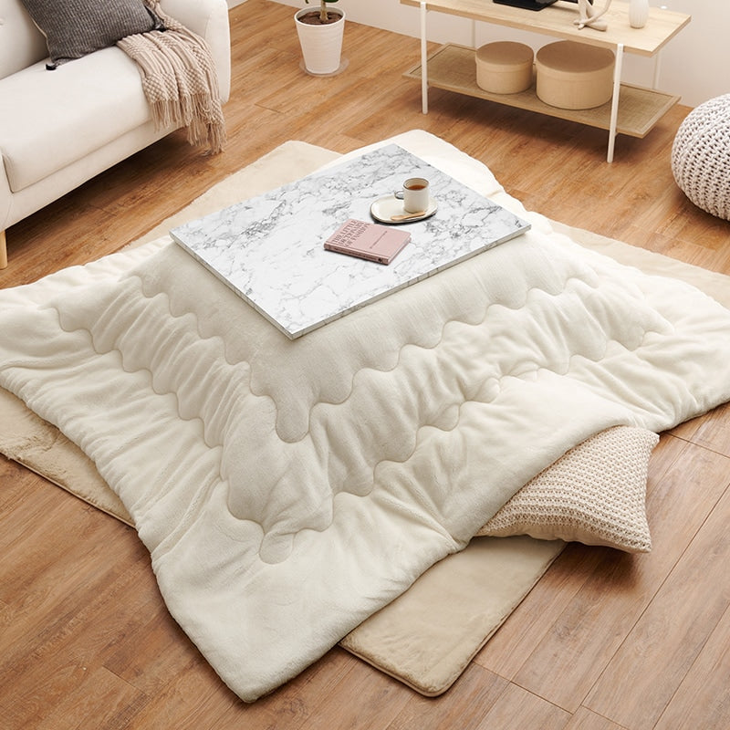 こたつセット 75×60cm メレンゲタッチ薄掛け布団 大理石柄テーブル オールシーズン