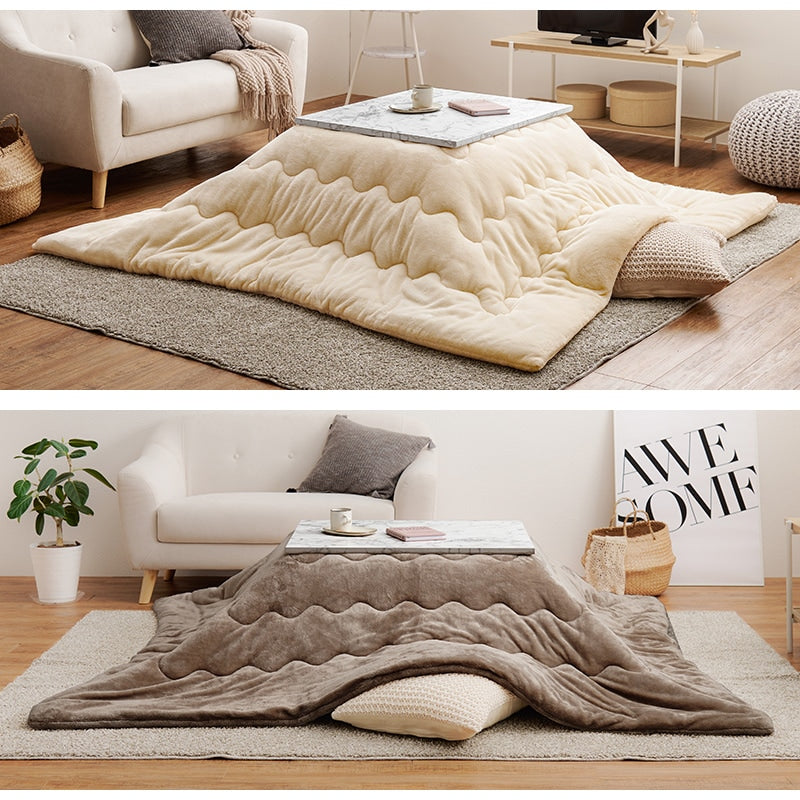 こたつセット 75×60cm メレンゲタッチ薄掛け布団 大理石柄テーブル オールシーズン