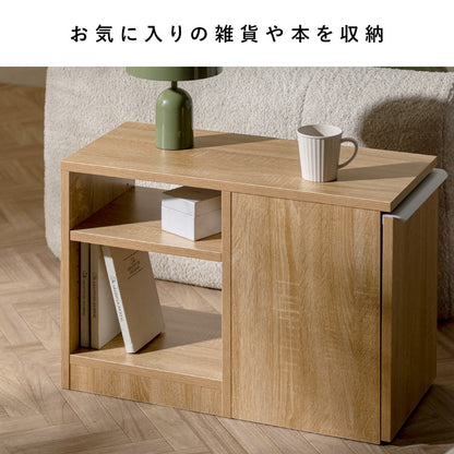 ゴミ箱つき サイドテーブル 65×30cm 収納棚付き 20Lダストボックス
