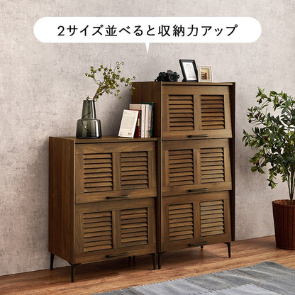 シューズラック ルーバー扉 12足収納 スチール脚 通気性 リビング収納 玄関 サイドボード