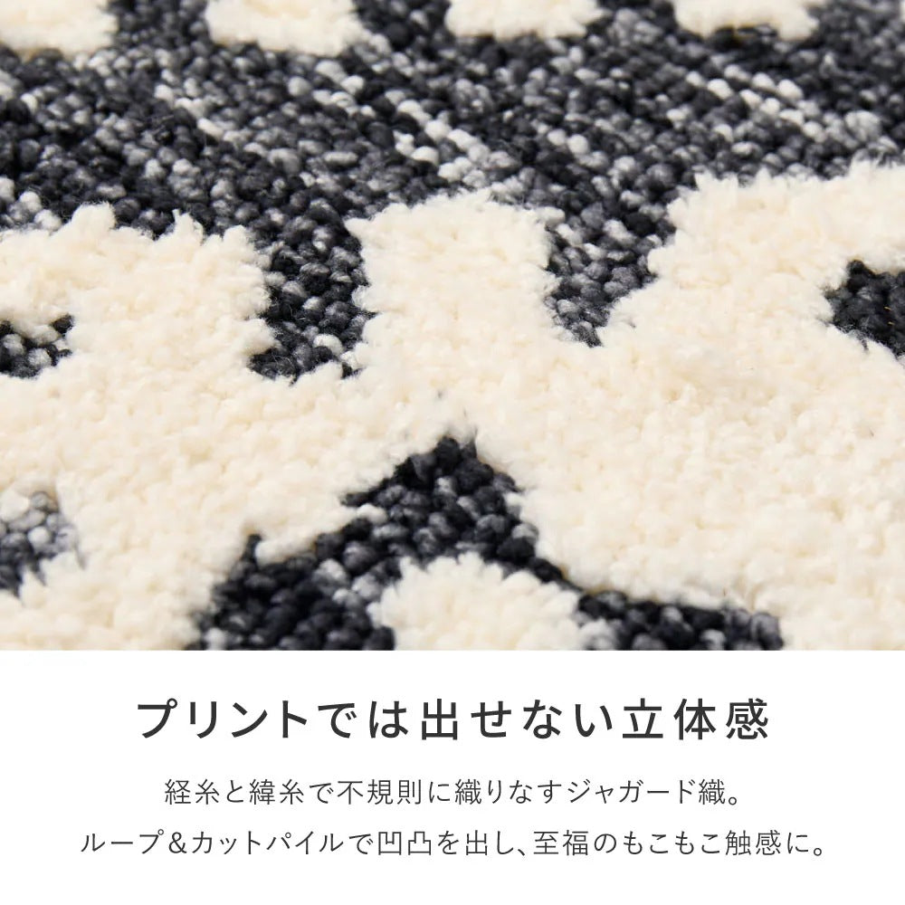 玄関マット 60×90cm シェニール インド製 ジャガード織 ウレタン入り モノトーン おしゃれ