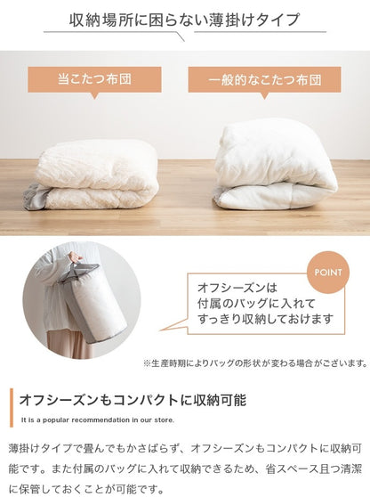 フリル付き リバーシブル こたつセット （こたつテーブル + 掛布団） 円形テーブル直径68cm フェイクラビットファー