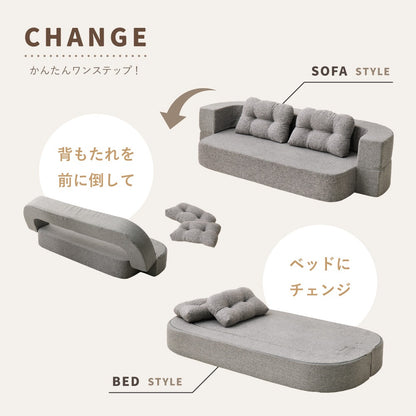 ソファベッド 円形 2way 組立不要 圧縮 ウレタンクッション 幅91cm 一人暮らし