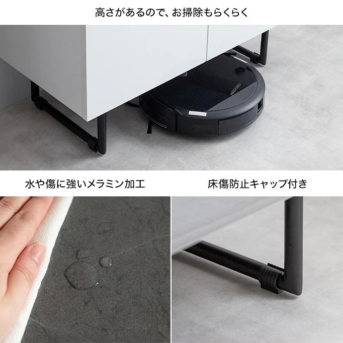 キャビネット 鏡面 2way 幅70cm 可動棚 シンプルモダン リビング 寝室 多用途収納