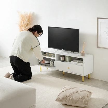 テレビ台 ローボード 幅110cm ホワイト 大理石柄 ゴールド 引き出し収納 おしゃれ