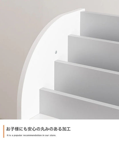 絵本棚 おもちゃ収納 幅84cm 可動棚 サイドフック付き オープン収納 子供部屋 キッズ