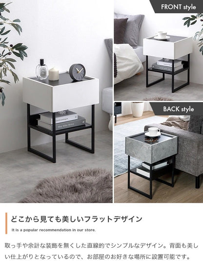 サイドテーブル 幅35cm 引き出し付き シンプルモダン スタイリッシュ ソファ横 ベッド横