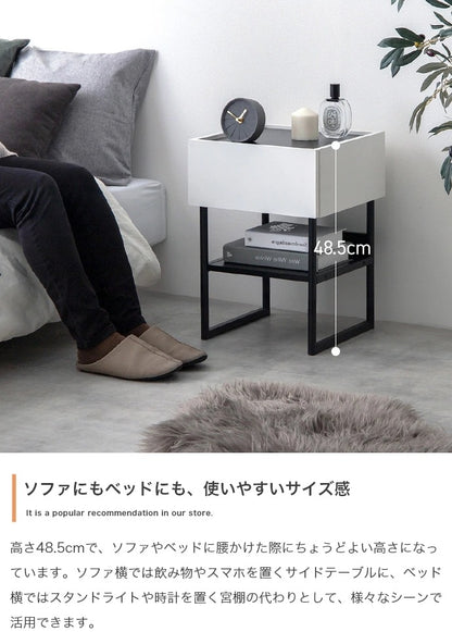 サイドテーブル 幅35cm 引き出し付き シンプルモダン スタイリッシュ ソファ横 ベッド横