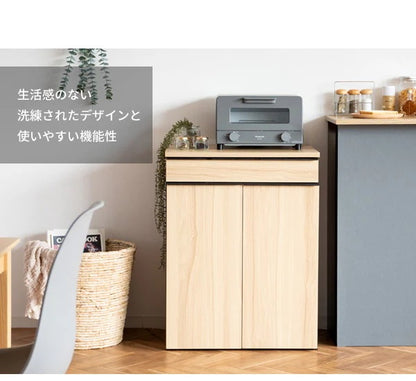 ゴミ箱に見えないゴミ箱 45L x2 天板はレンジ台にも 幅60cm キャスター移動 分別ドロワー 引き出し付き ダストボックス