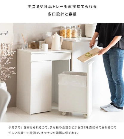 ゴミ箱に見えないゴミ箱 45L x2 天板はレンジ台にも 幅60cm キャスター移動 分別ドロワー 引き出し付き ダストボックス