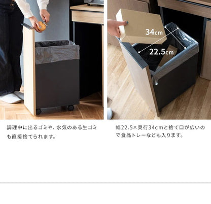 ゴミ箱に見えないゴミ箱 45L x2 天板はレンジ台にも 幅60cm キャスター移動 分別ドロワー 引き出し付き ダストボックス