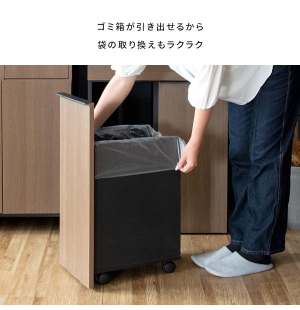 ゴミ箱に見えないゴミ箱 45L x2 天板はレンジ台にも 幅60cm キャスター移動 分別ドロワー 引き出し付き ダストボックス