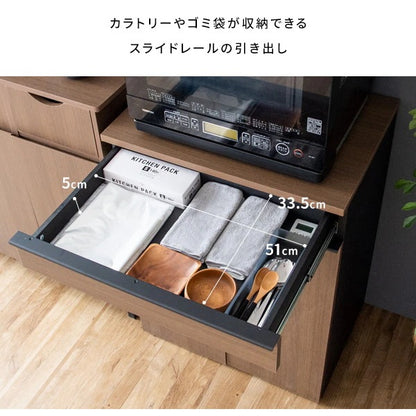 ゴミ箱に見えないゴミ箱 45L x2 天板はレンジ台にも 幅60cm キャスター移動 分別ドロワー 引き出し付き ダストボックス