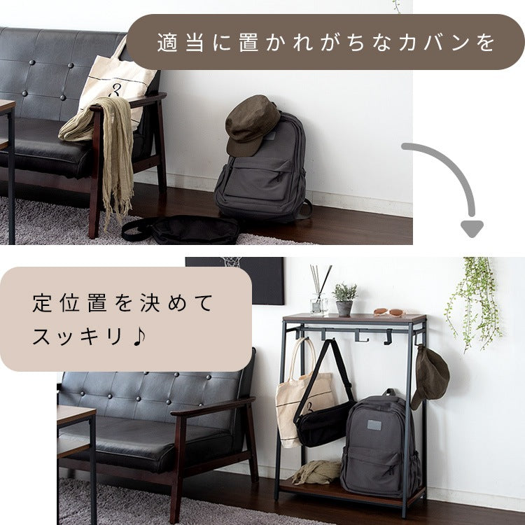 バッグハンガー 棚付き 玄関収納 廊下 ランドセルラック フック2種類 省スペース 壁面収納