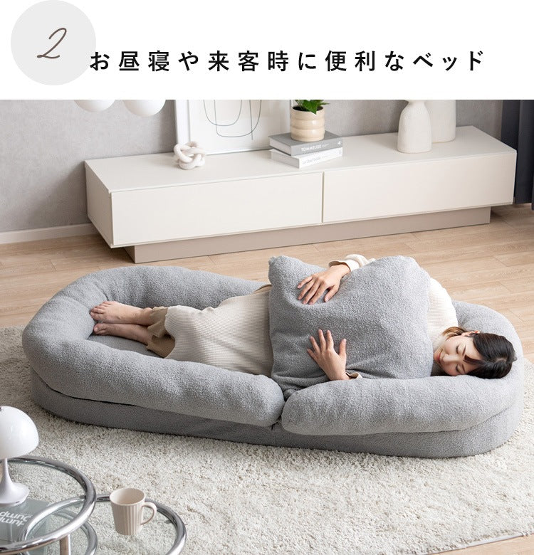 ふわとろ 3wayソファベッド 洗えるカバー もこもこふわふわ 18段階リクライニング マイクロファイバー