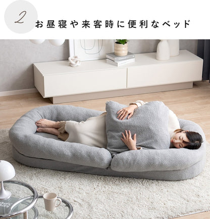 ふわとろ 3wayソファベッド 洗えるカバー もこもこふわふわ 18段階リクライニング マイクロファイバー