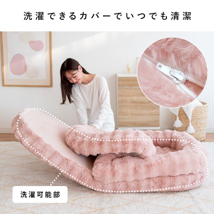 ふわとろ 3wayソファベッド 洗えるカバー もこもこふわふわ 18段階リクライニング マイクロファイバー