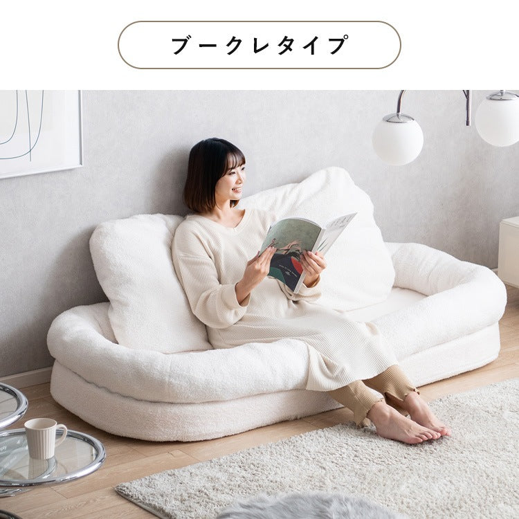 ふわとろ 3wayソファベッド 洗えるカバー もこもこふわふわ 18段階リクライニング マイクロファイバー