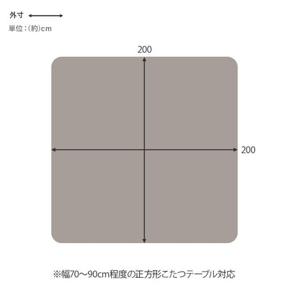 こたつ布団 洗える 200×200cm フランネル ニット柄 薄掛け おしゃれ 軽量 シンプル