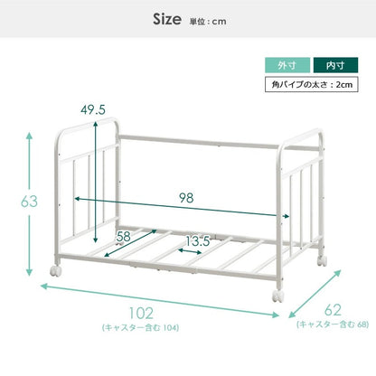 布団収納ワゴンラック 1段 奥行62cm キャスター付き 押し入れ クローゼット 収納 省スペース