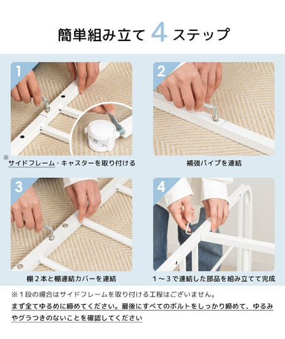 布団収納ワゴンラック 1段 奥行46cm キャスター付き 押し入れ クローゼット 収納 省スペース
