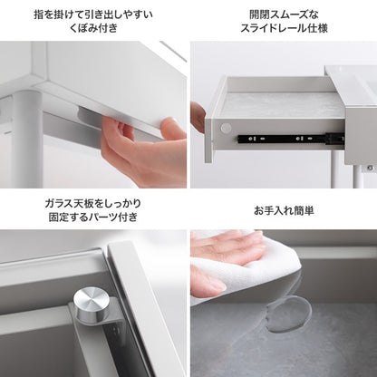 ガラス天板デスク チェアセット 幅80cm ショーケース 収納が見える PCデスク おしゃれ ディスプレイ