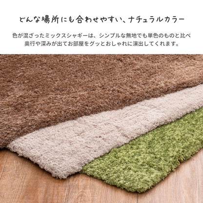 ふわふわ 玄関マット 45×75cm シャギーマット 滑り止め加工 アクセントマット ナチュラルカラー