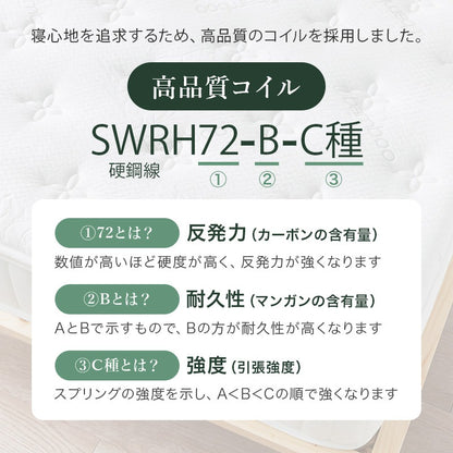 ふかふかピロートップ付き ダブルマットレス D 極厚23cm 竹繊維 ポケットコイルマットレス