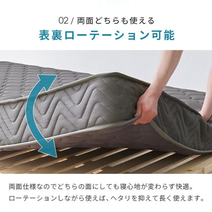 シングルマットレス リバーシブル 両面ポケットコイル 3Dメッシュ 通気性 高反発 寝返り 一人暮らし