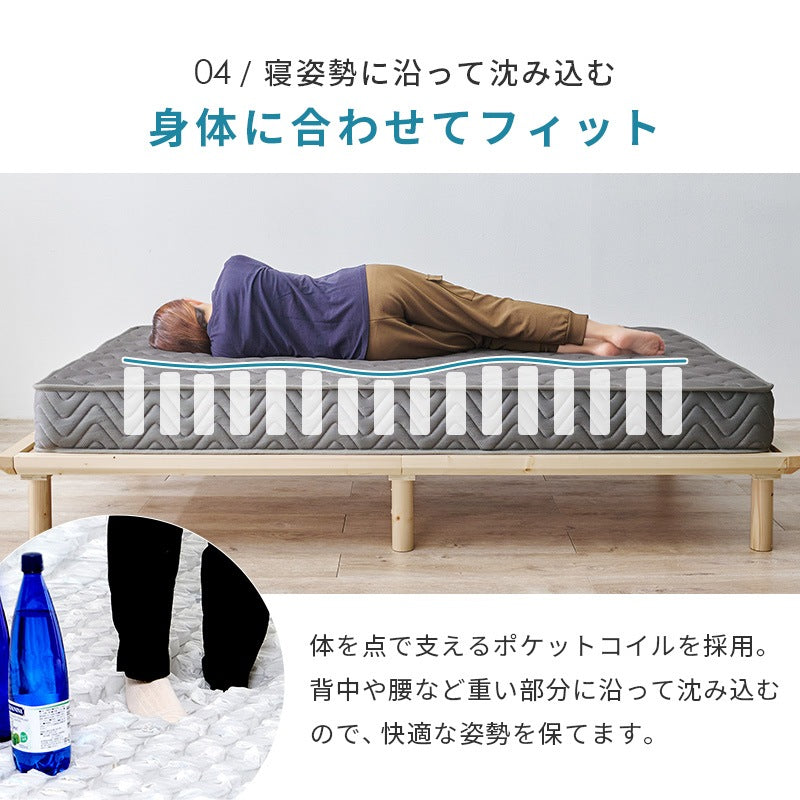 シングルマットレス リバーシブル 両面ポケットコイル 3Dメッシュ 通気性 高反発 寝返り 一人暮らし