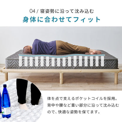 シングルマットレス リバーシブル 両面ポケットコイル 3Dメッシュ 通気性 高反発 寝返り 一人暮らし