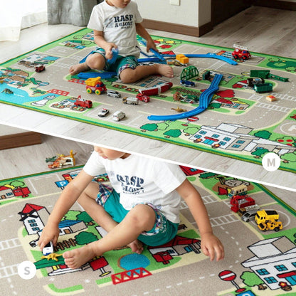 キッズラグ 200×200cm プレイマット 道路マップ 撥水 滑り止め キッズスペース 子供 おしゃれ