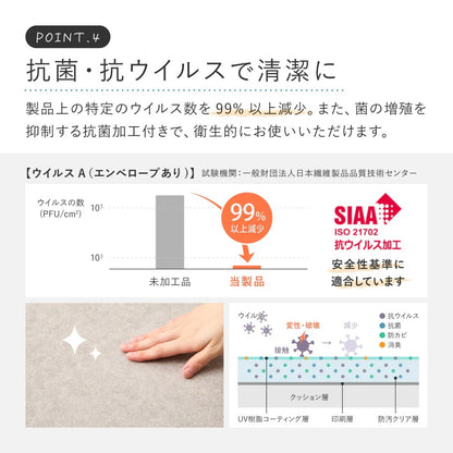 ラグ ペット対応 約182×260cm クッションフロア 表面コーティング 滑り止め 防水 おしゃれ
