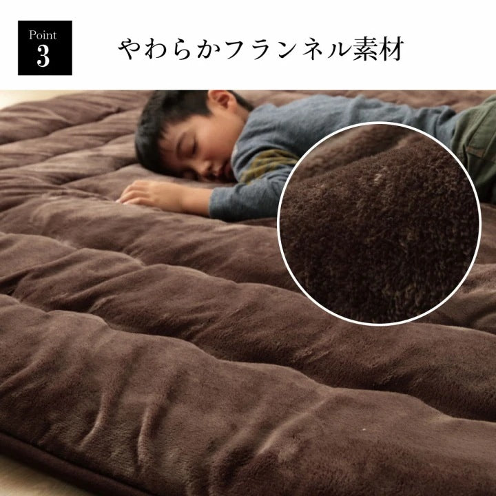 極厚ラグ 190×190cm 撥水 6層フランネル 保温 アルミシート内蔵 厚手 床暖房対応 冬 暖か